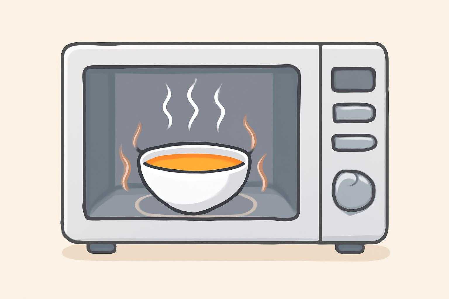 電子レンジでごぼうスープを加熱している様子
